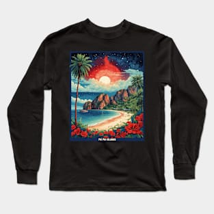 Phi Phi Islands Thailand Vintage Retro Travel Tourism Long Sleeve T-Shirt